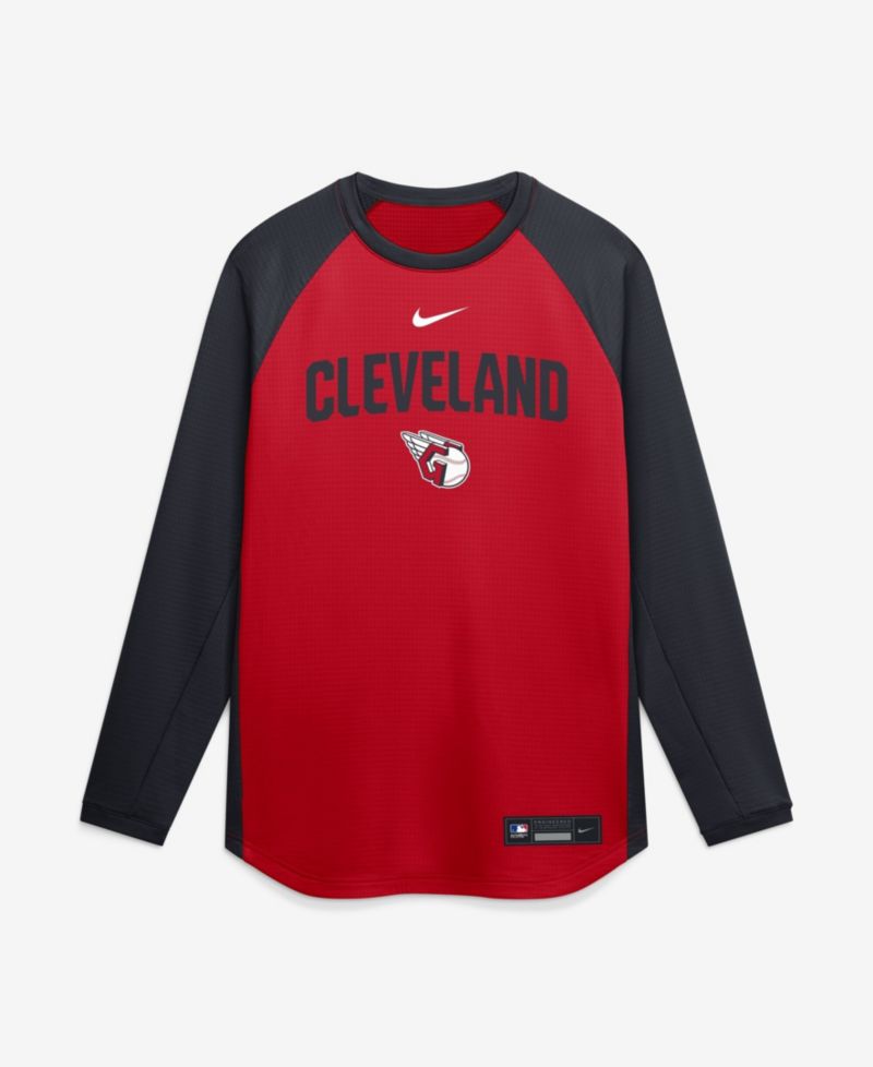 Men's Red Cleveland Guardians Authentic Collection Raglan Dri-FIT Sweatshirt