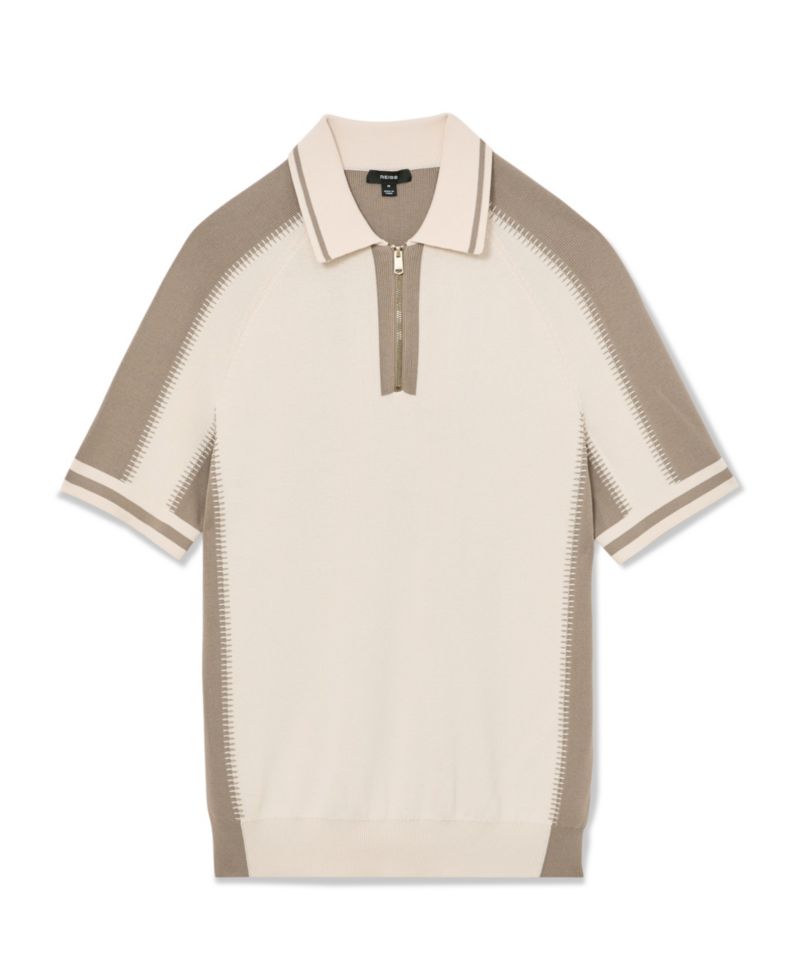 Men's Elmers Colour-Block Half-Zip Knitted Polo Shirt