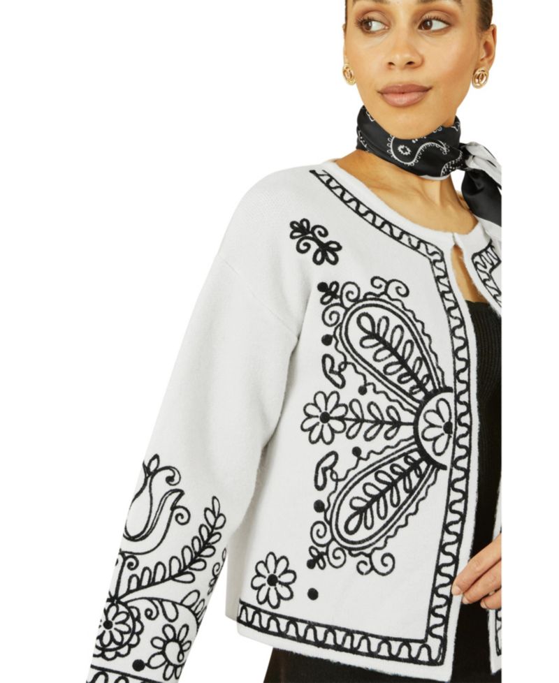 Women's Knitted Folk Edge To Edge Cardi