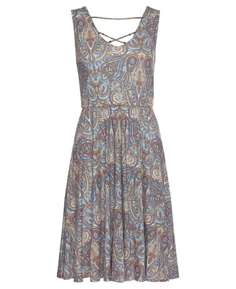 Women's Viscose Paisley Print Sleeveless Short Dress