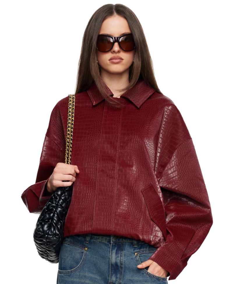 Women's Kenny Crocodile-Embossed Unlined Bomber Jacket