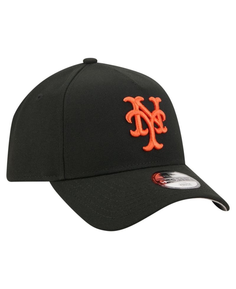 Big Boys and Girls Black New York Mets Cooperstown Logo 9FORTY A-Frame Adjustable Hat
