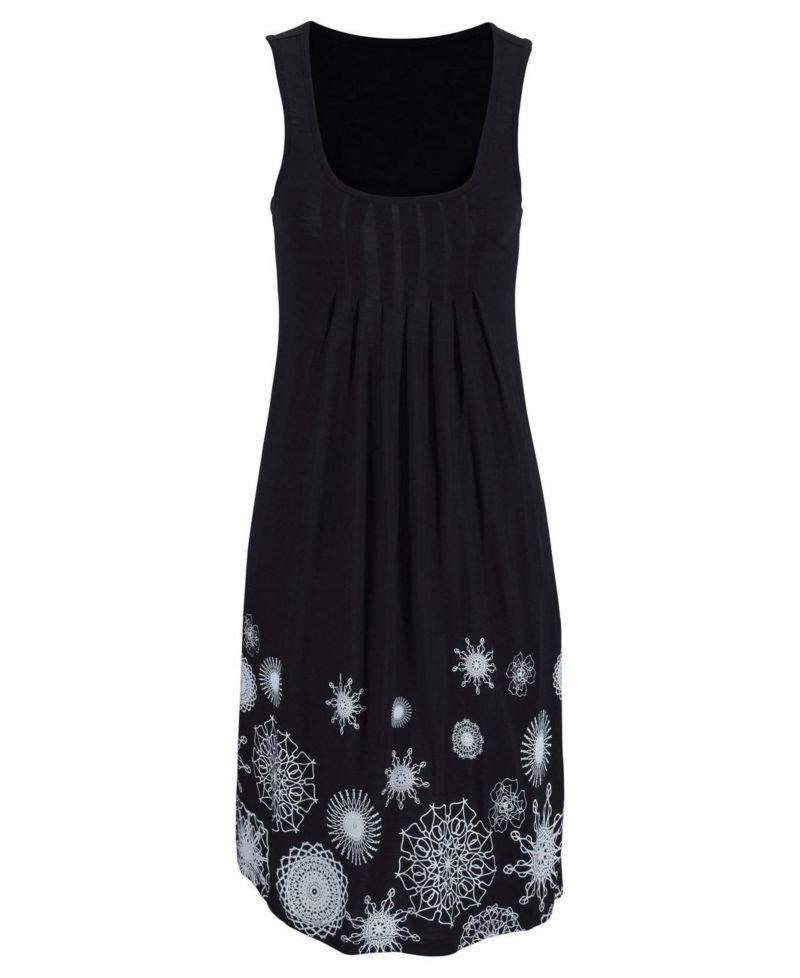 Women's Viscose Printed Sleeveless Scoop-Neck Short Dress