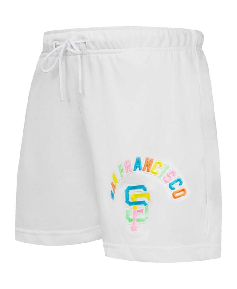 Women's White San Francisco Giants Washed Neon Shorts