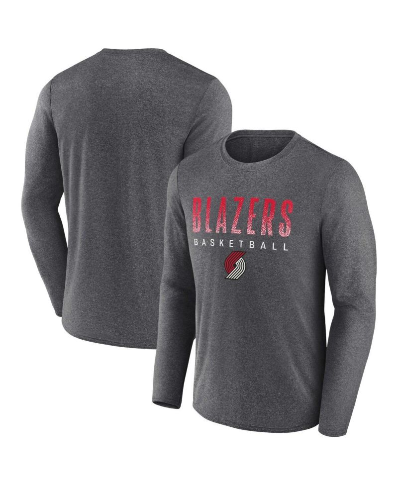 Men's Heathered Charcoal Portland Trail Blazers Where Legends Play Iconic Practice Long Sleeve T-shirt