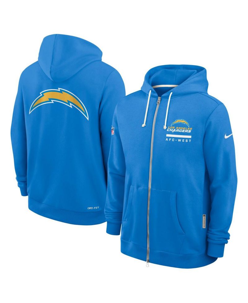 Men's Powder Blue Los Angeles Chargers Sideline Standard Issue Utility Player Dri-FIT Full-Zip Hoodie