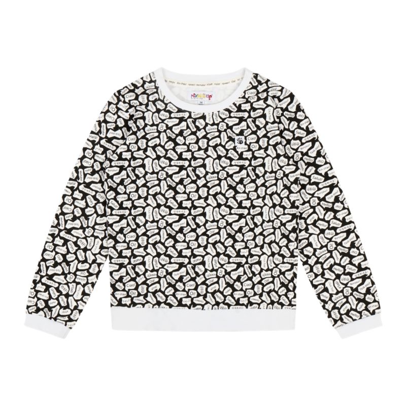 Kids Crewneck Sweatshirt and Jogger Pants Set - Black/White-Hello