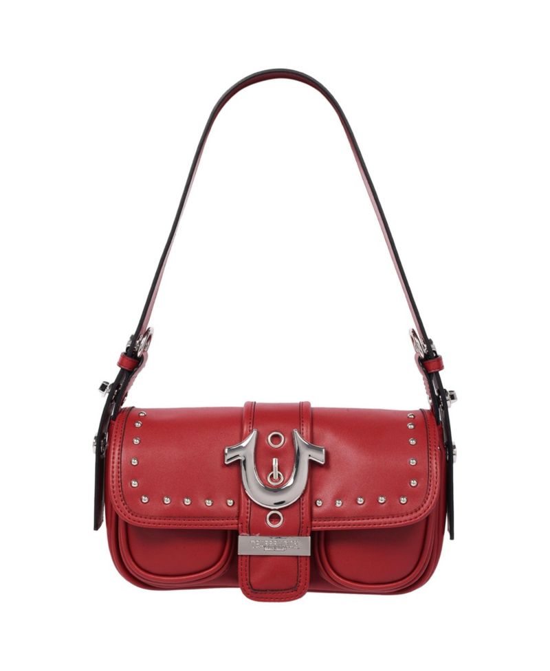 Women's Smooth Moto Studded Shoulder Bag