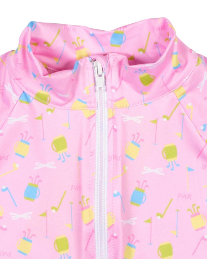 Little Girls Golf Print Performance Knit Jacket