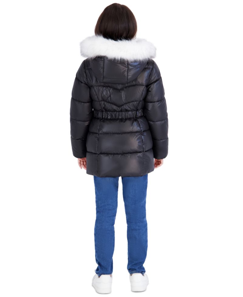 Toddler Girls' 2T-5T Belted Stadium Length MK Logo Long-Sleeve Jacket