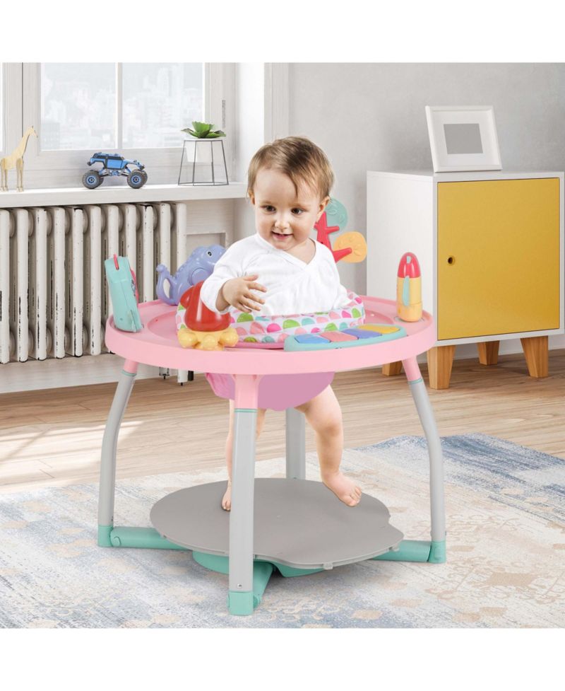 5-in-1 Baby Activity Center with Rotating Seat Removable Toys Lights