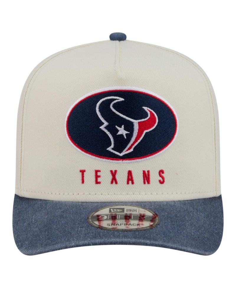 Men's Cream/Navy Houston Texans Washed A-Frame 9FIFTY Snapback Hat