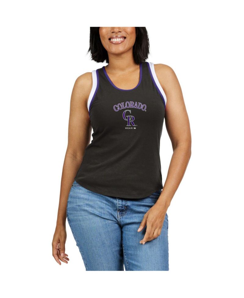 Women's Black Colorado Rockies Colorblock Racerback Tank Top