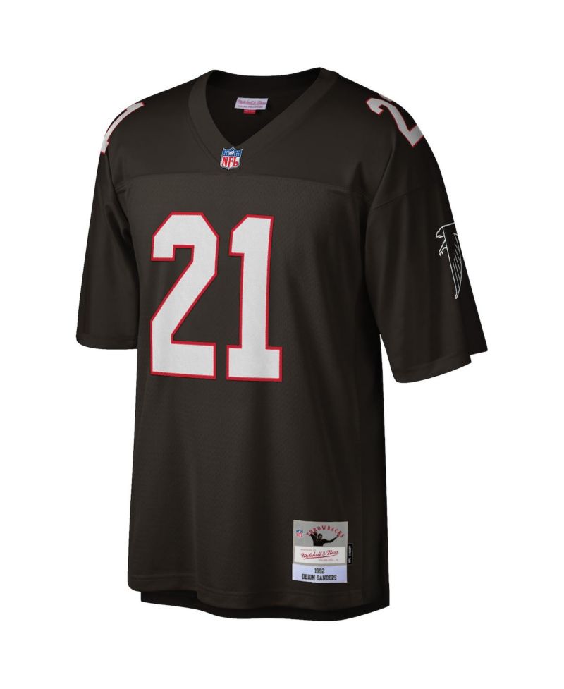 Men's Deion Sanders Black Atlanta Falcons Big and Tall 1992 Retired Player Replica Jersey