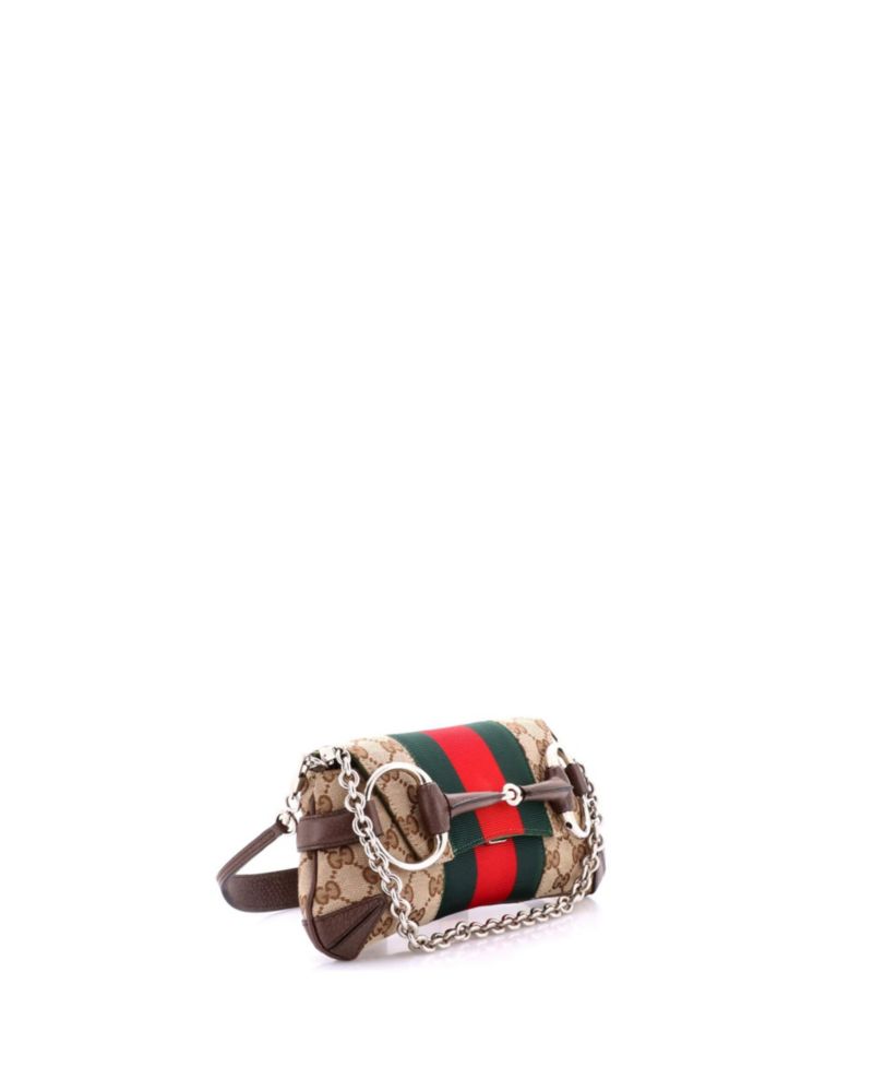Small Horsebit NM Web Chain Clutch GG Canvas