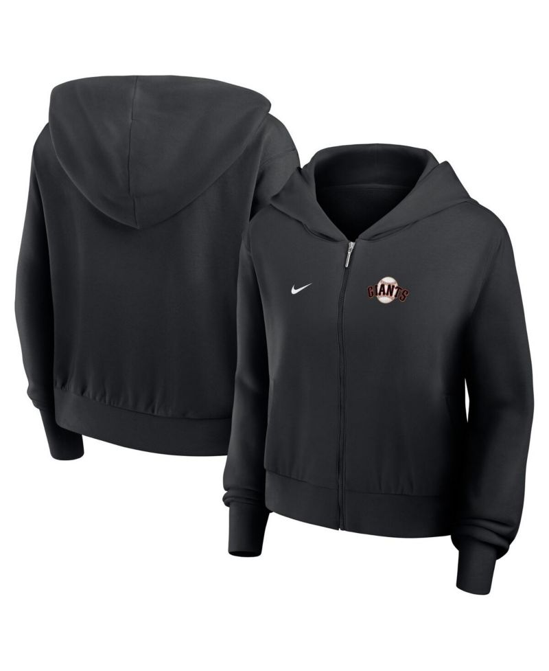 Women's Black San Francisco Giants Cropped Chill Full-Zip Hoodie Jacket