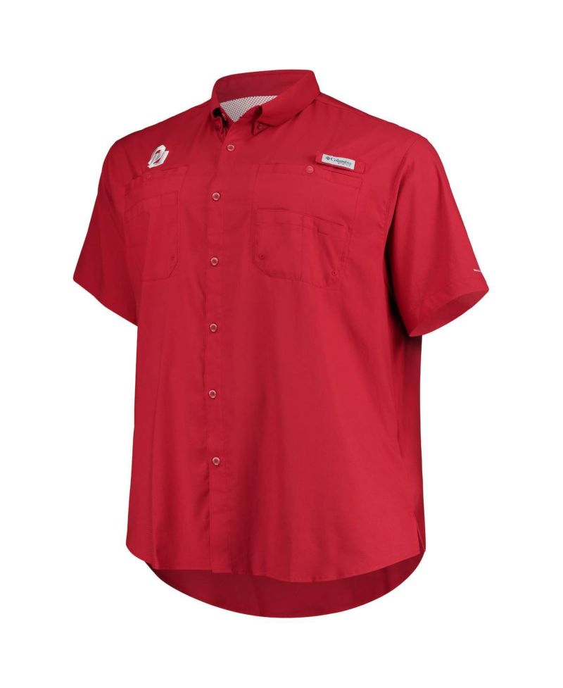 Men's Crimson Oklahoma Sooners Big & Tall Tamiami Omni-Shade Button-Down Shirt