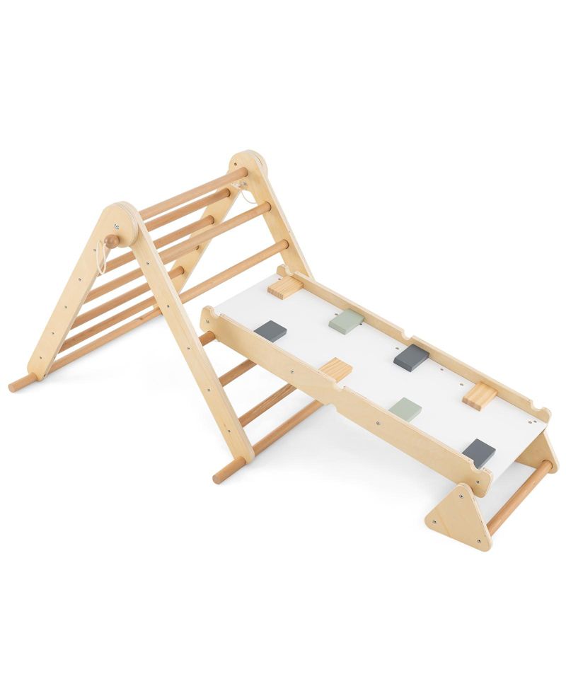 3-in-1 Pikler Triangle Climbing Set Kids Montessori Climbing Toys Wooden Climber