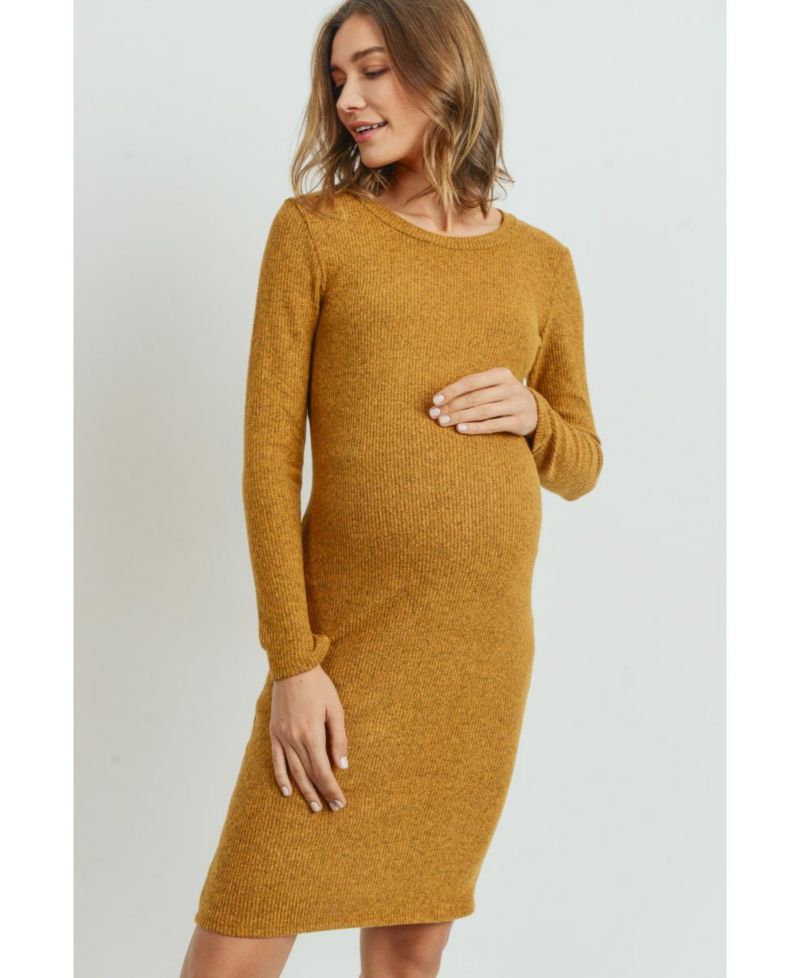 Women's Ribbed Knit Long Sleeve Dress