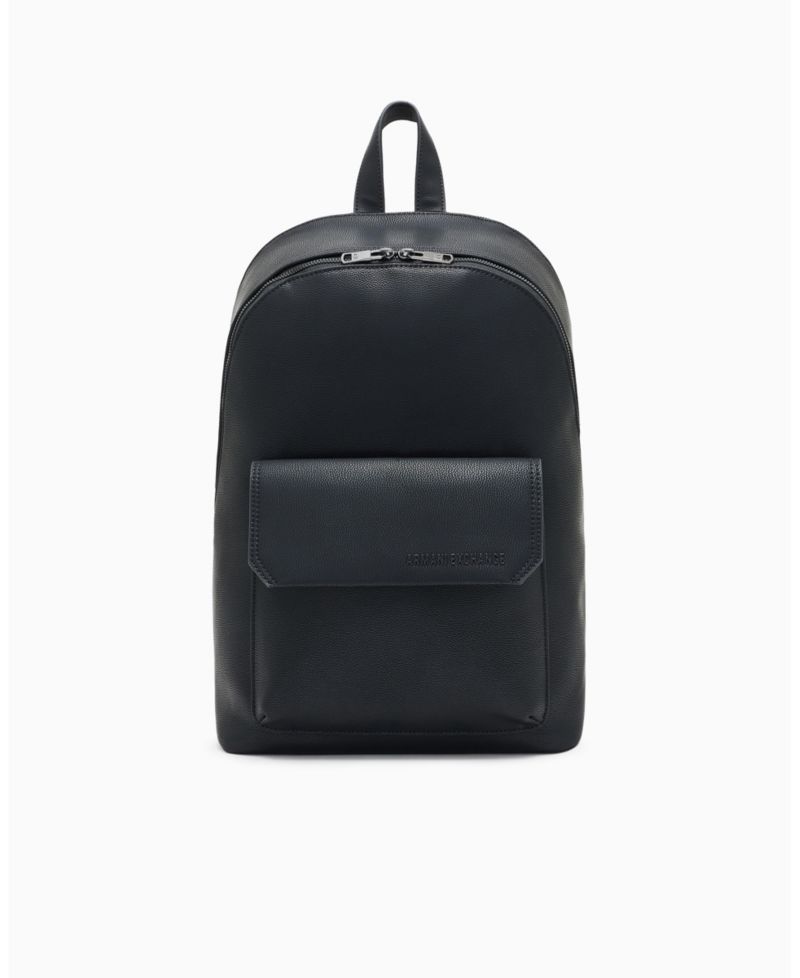 Men's Faux-Leather with Lettering Backpack