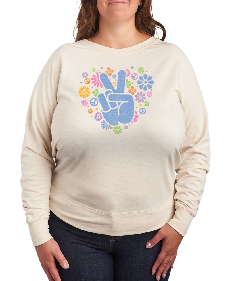 Plus Size Pastel Peace Sign Graphic Pullover T-Shirt