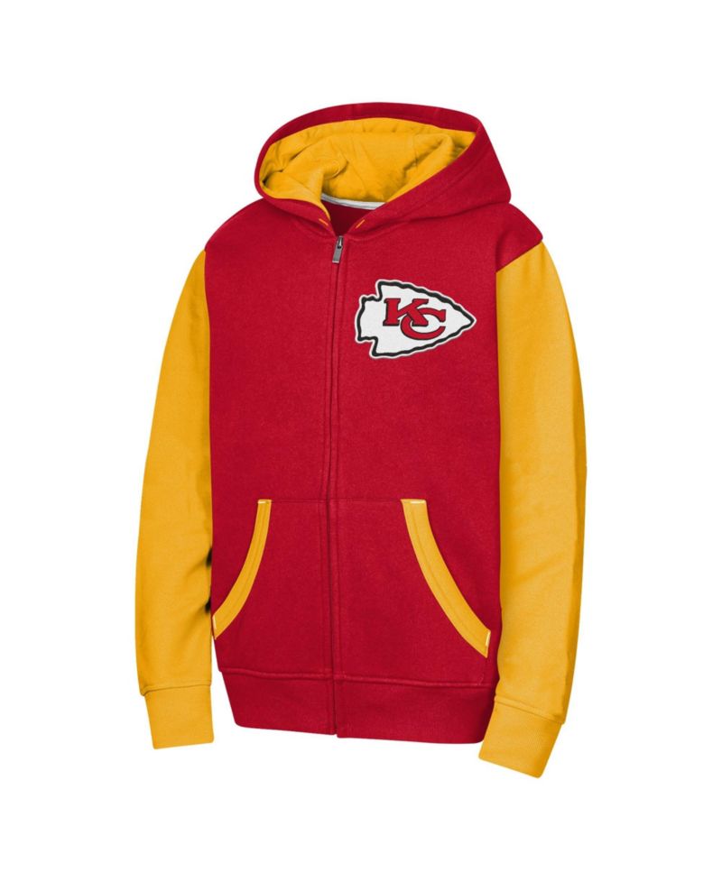 Boys' and Girls' Kansas City Chiefs Stadium Colorblock Fleece-Lined Full-Zip Hoodie