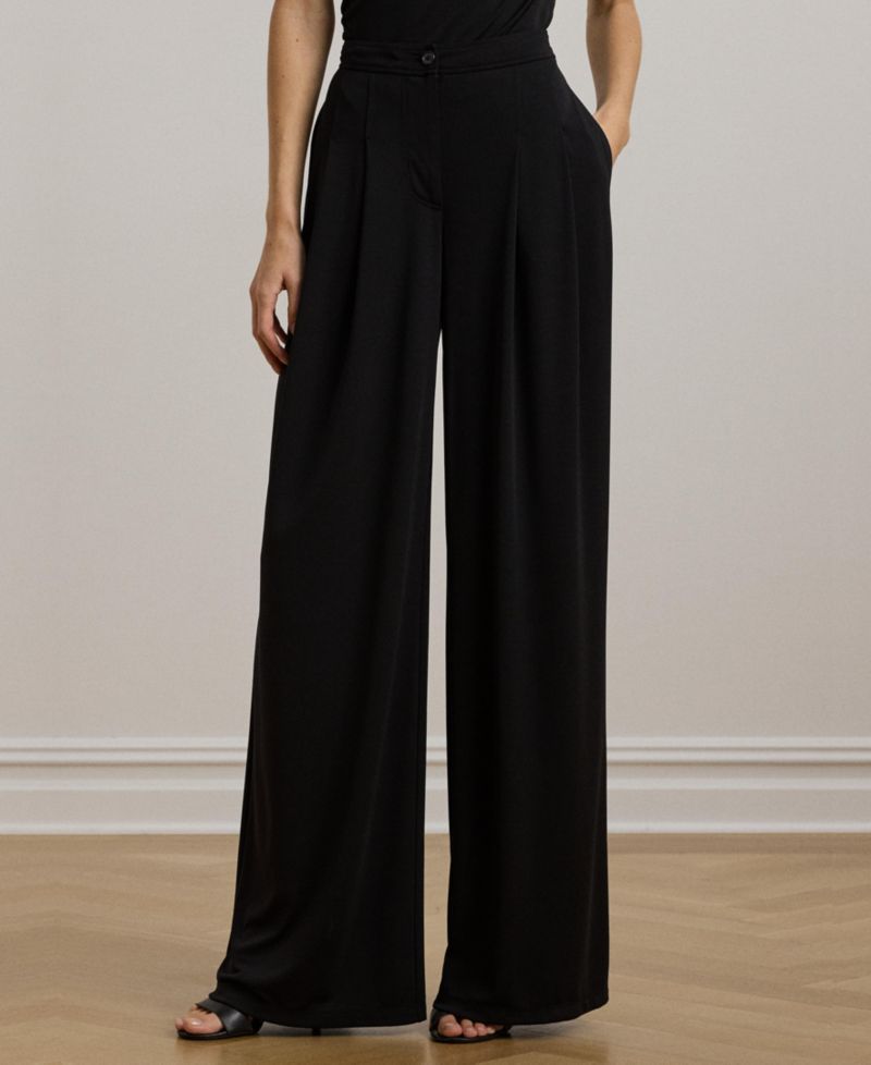 Women's Pleated Stretch Jersey Wide-Leg Pants