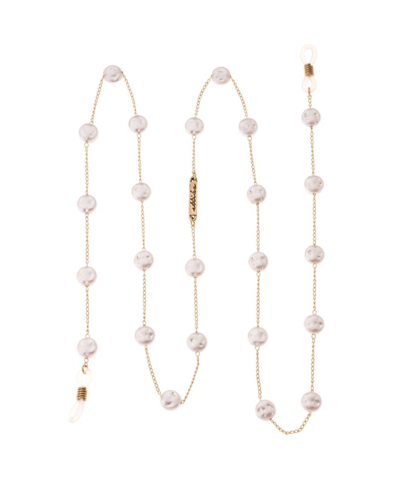 Women's 18k Gold Plated Mermaid Coin Imitation Pearls Glasses Chain