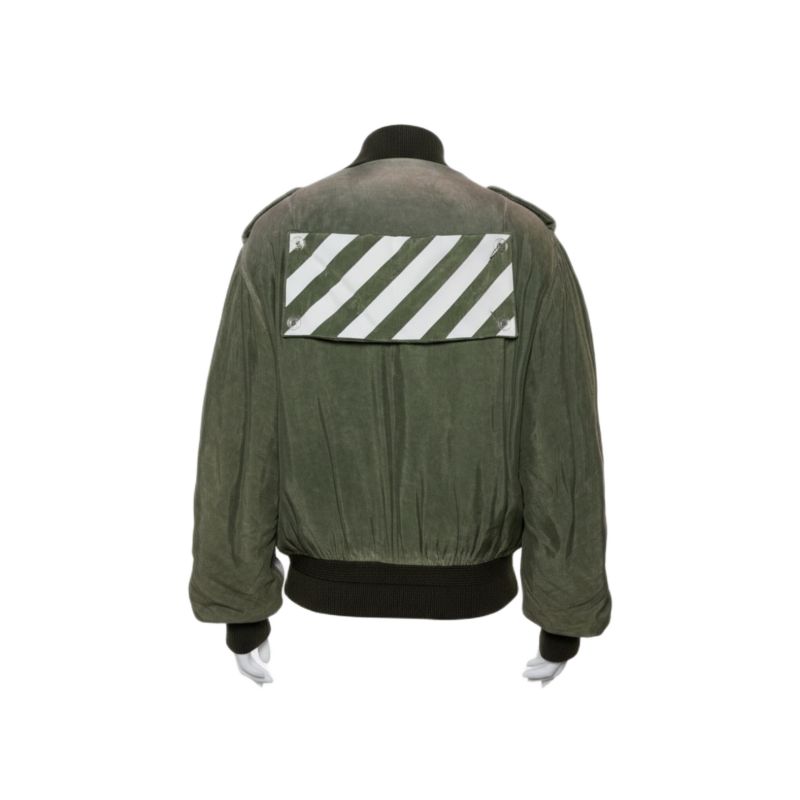 Women's Green Cupro Washed Out Effect Zipper Front Bomber Jacket