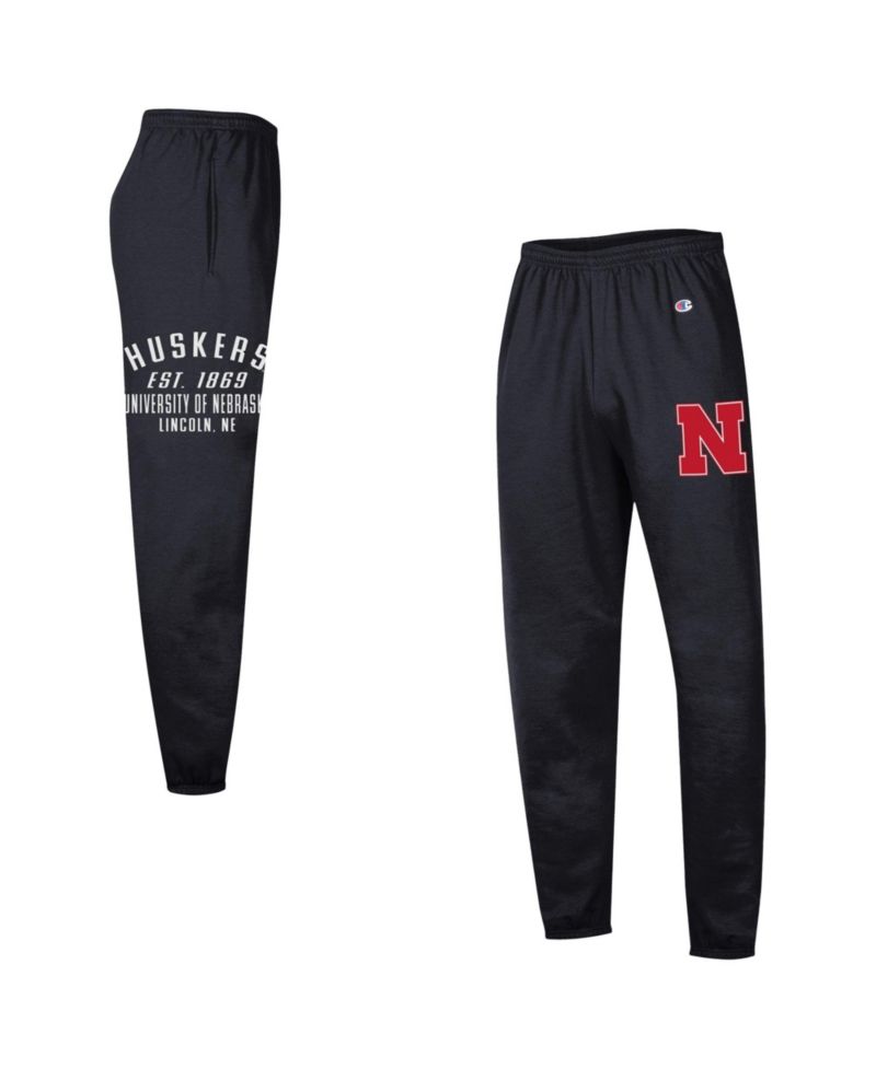 Men's Black Nebraska Huskers Powerblend Banded Fleece Sweatpants