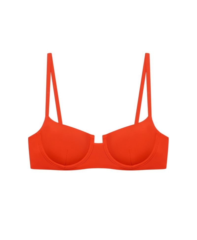 Women's Sunburst Orange Notch Underwire Bralette Swimsuit Top