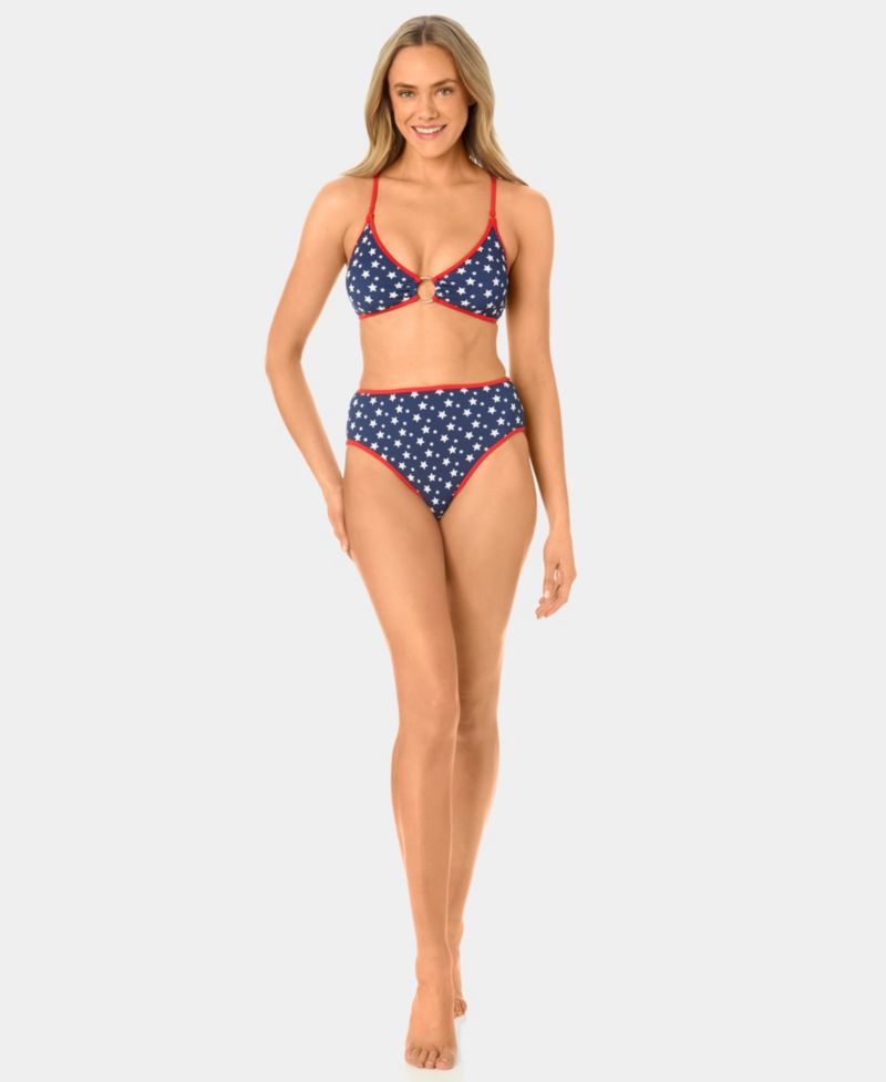 Women's Starstruck Mini Rib Ring Swim Bikini Top and High-Waist Swim Bottoms