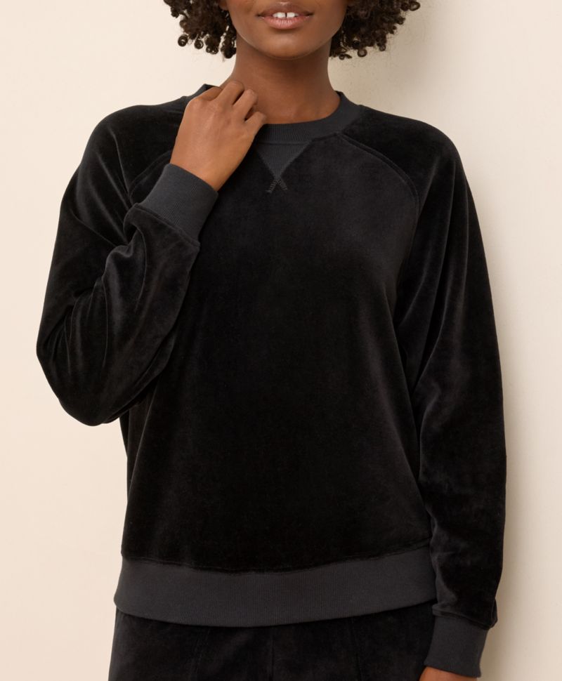 Women's Cotton Velour Crew Pullover Sweatshirts.