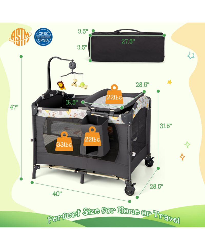 Baby Bedside Sleeper Portable Baby Bassinet 4-in-1 Rolling Bassinet