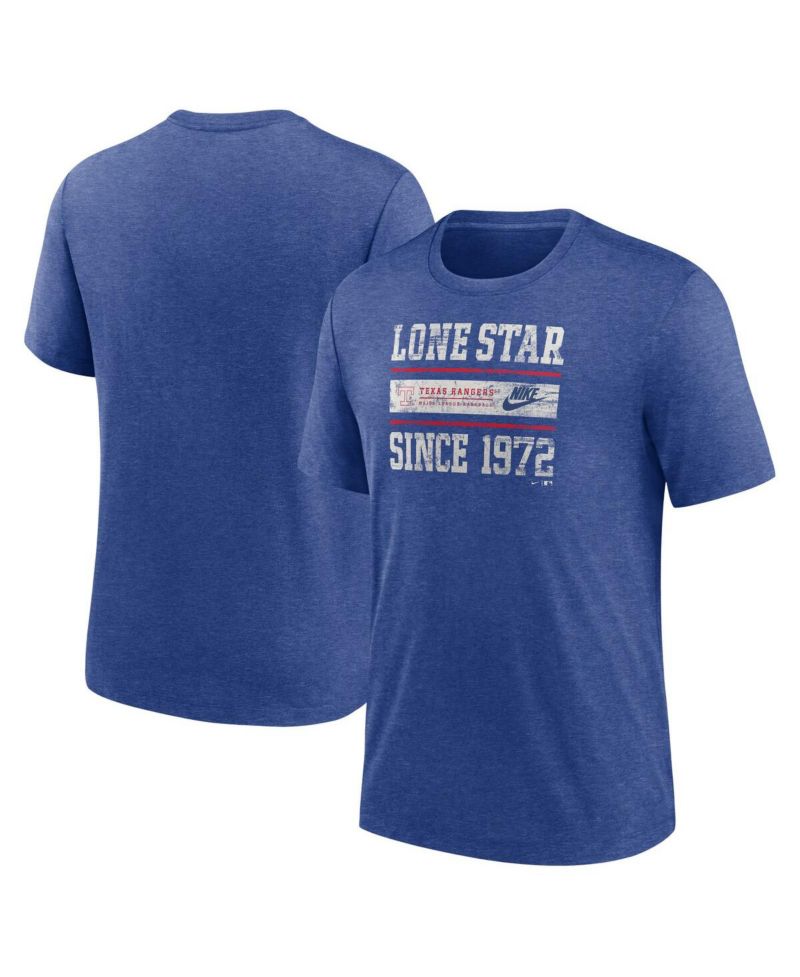 Men's Heather Royal Texas Rangers Cooperstown Collection Local Stack Tri-Blend T-Shirt