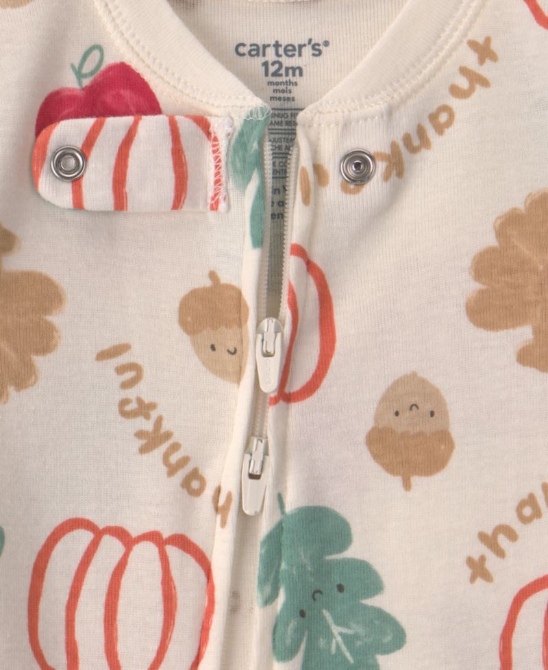 Baby Boys' or Baby Girls' Holiday 2-Way Zip Snug-Fit 1-Piece Footed Pajamas