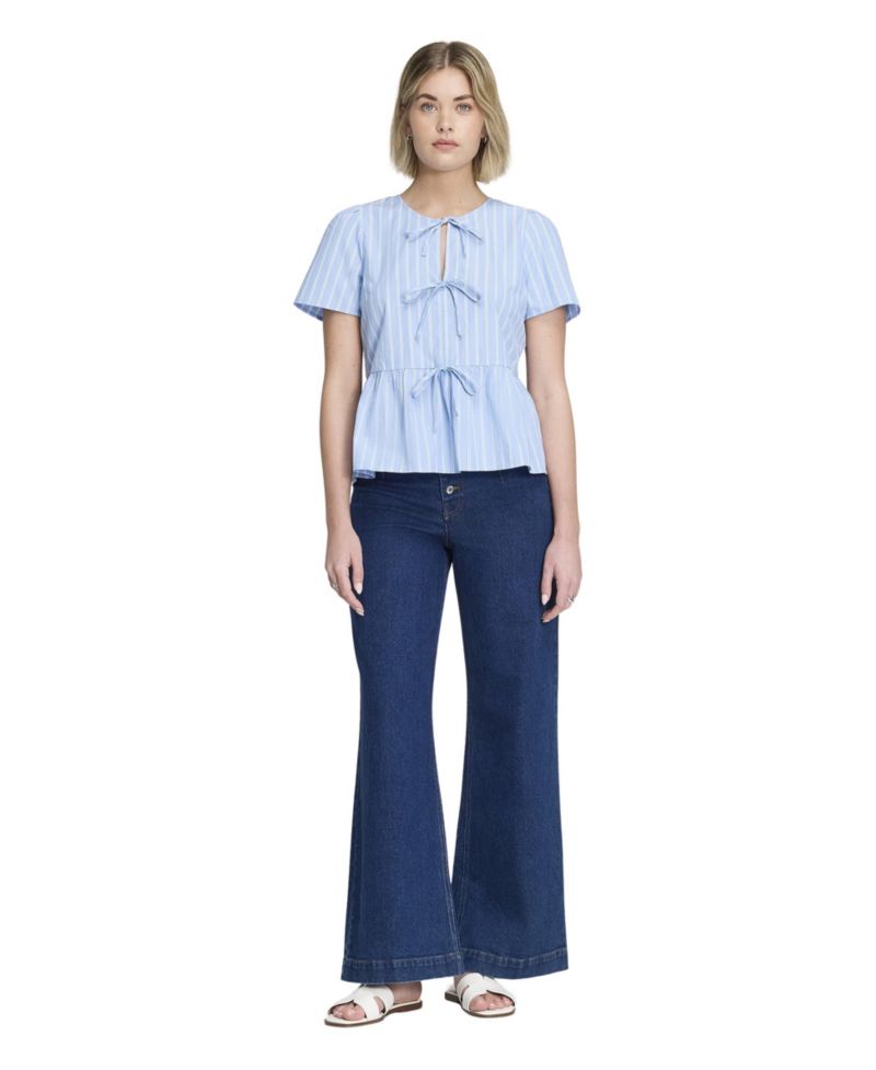 Women's Bridie Peplum Tie-Front Short-Sleeve Blouse