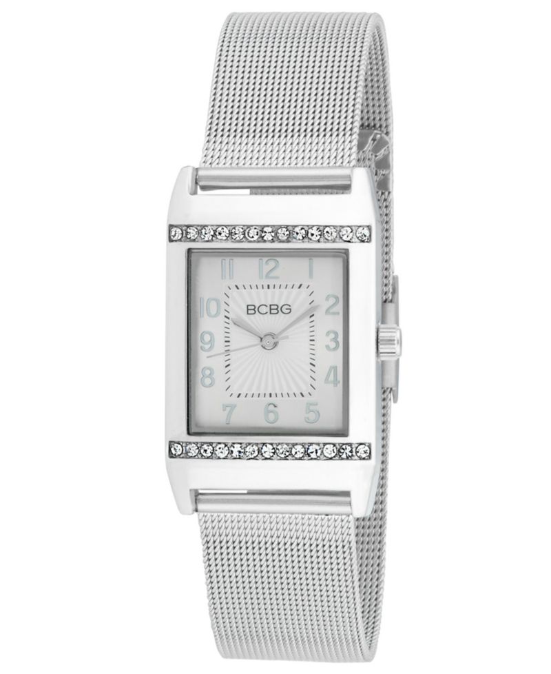 Women's Quartz Rectangle Silver Stainless Steel Watch 23mm