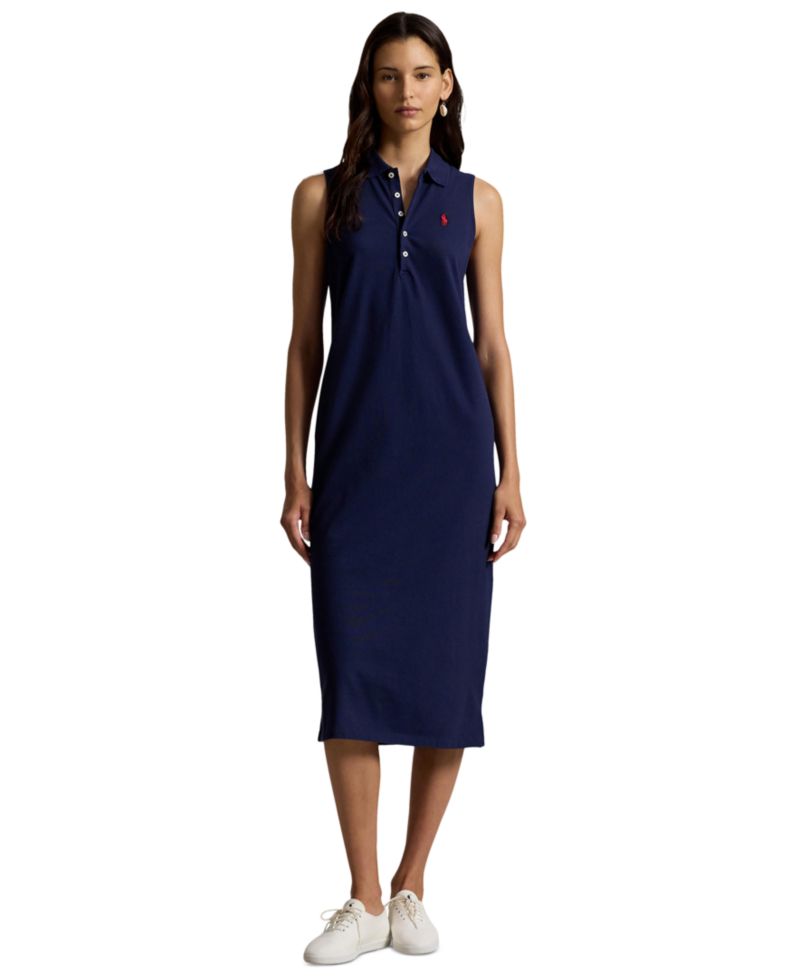 Women's Stretch-Cotton Sleeveless Polo Dress
