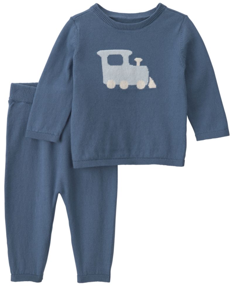 Baby Boys' Train Graphic Long-Sleeve Top and Knit Pants, 2-Piece Set