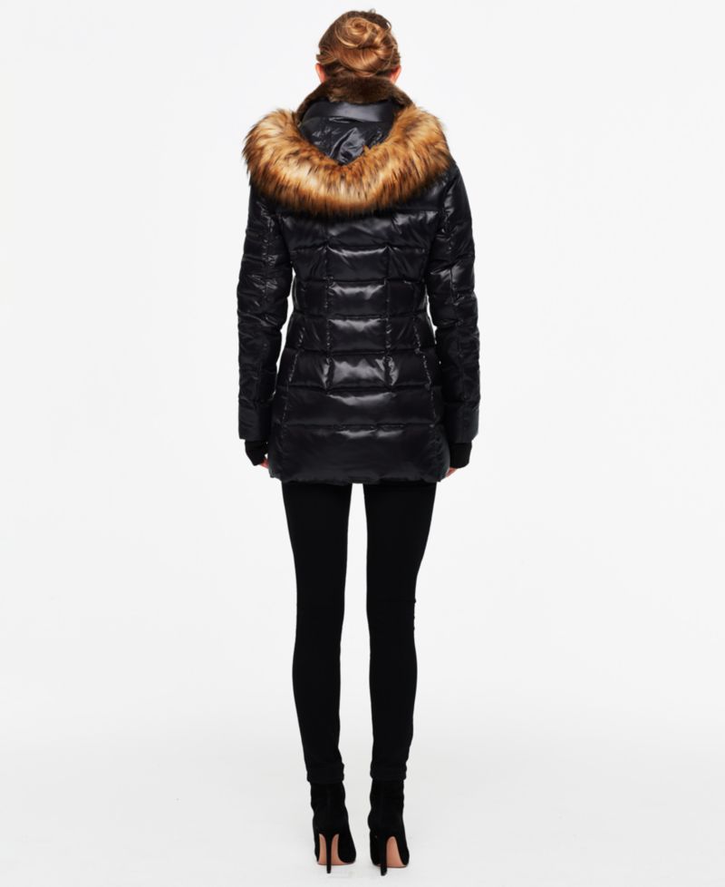 Women's Chelsea Faux-Fur-Trim Collar Hooded Puffer Coat