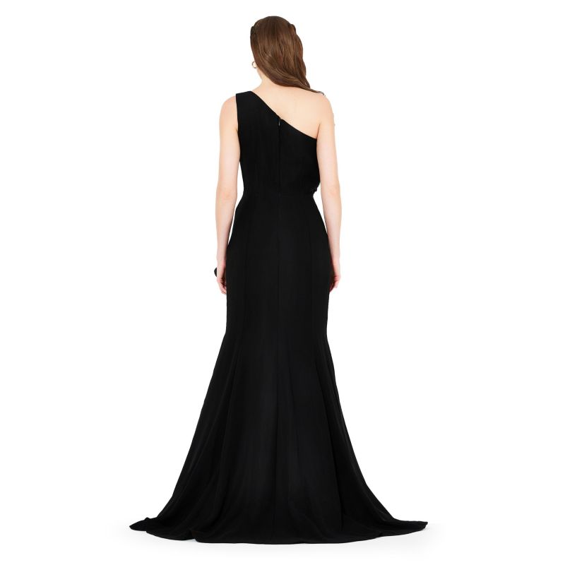 Women's Organza Ruffle Detail Mermaid Crepe Gown