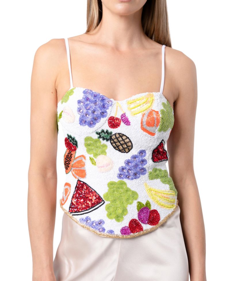 Women's Fruit Hand Beaded Embellished Corset Top