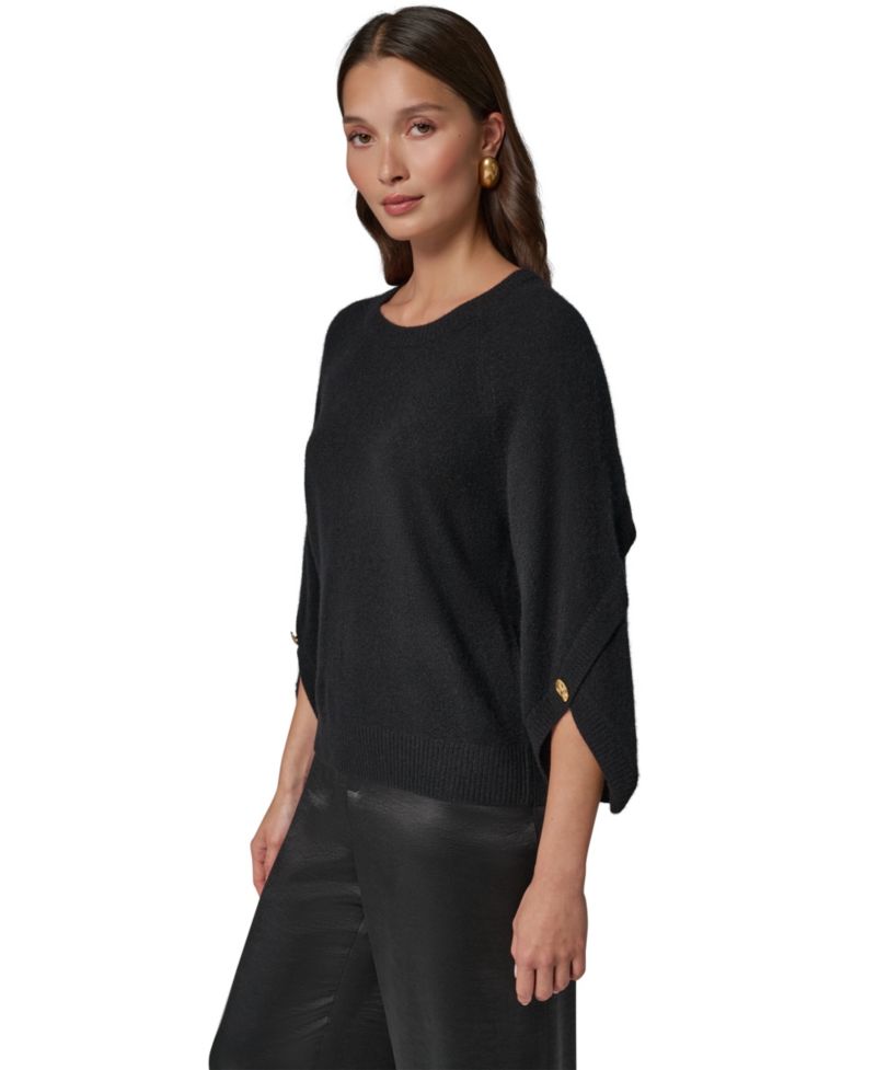 Women's Cashmere 3/4-Sleeve Tulip Crewneck Sweater