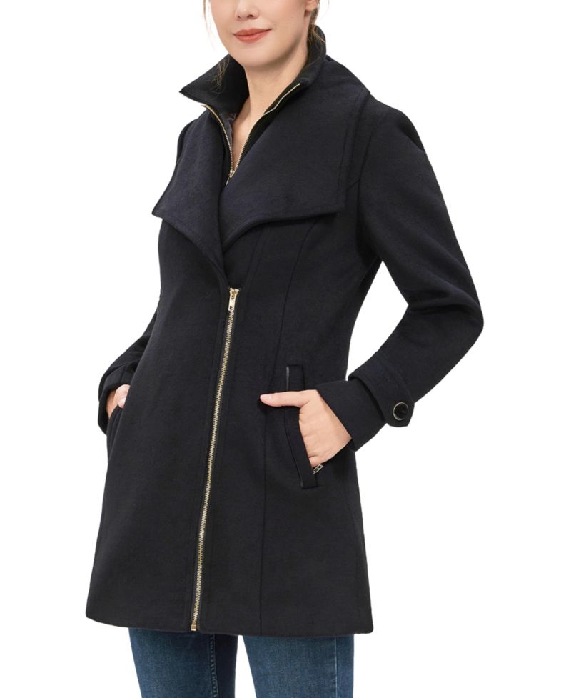 Women's Kinsley Wool Blend Zip Front Walking Coat