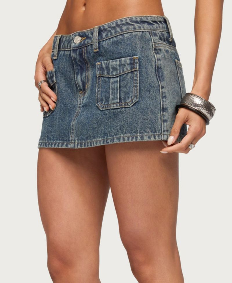 Women's Ayala Washed Denim Micro Skort