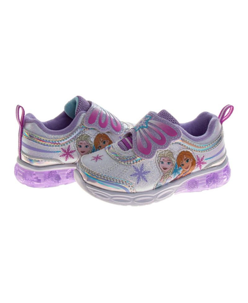 Frozen Sneakers for Girls Glitter Comfortable Adjustable Strap (Toddler / Little Kids)