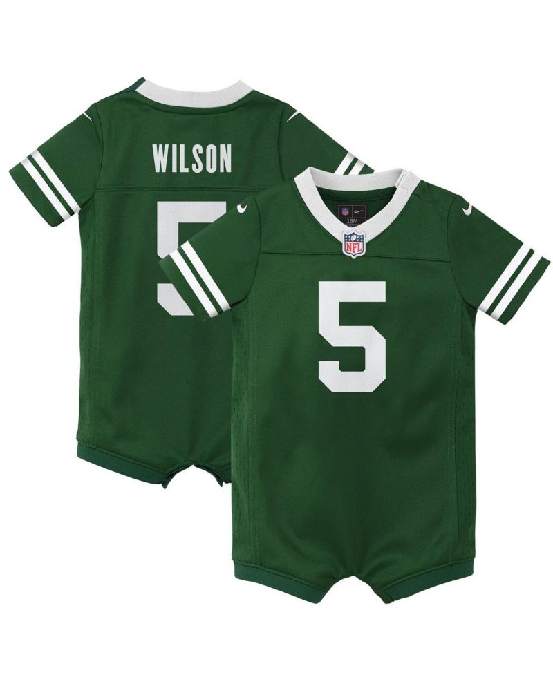 Newborn Garrett Wilson Legacy Green New York Jets Game Romper Jersey