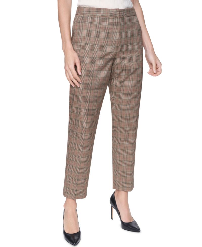 Women's Plaid Mid-Rise Ankle Pants