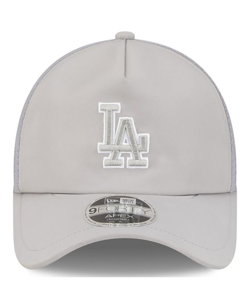 Men's Gray Los Angeles Dodgers 2026 Batting Practice Apex 9FORTY Adjustable Trucker Hat
